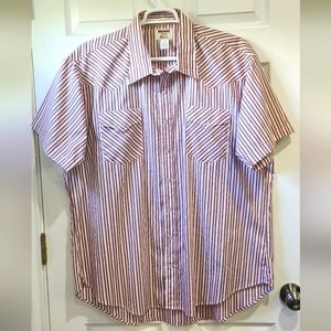 Ruddock western maroon striped snap front shirt men's size 19 big man classic f…